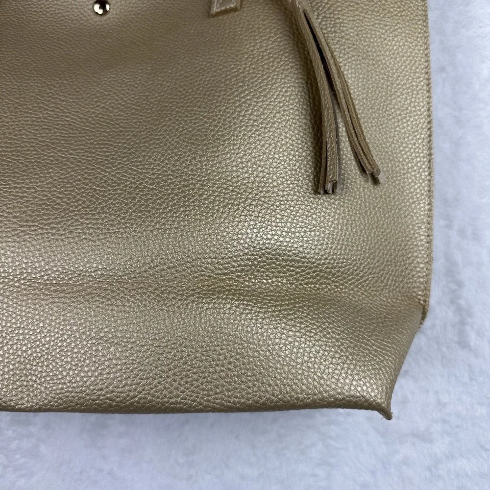 Unbranded Tote Bag Gold Snap Pocket Beach Bag Purse NWOT‎